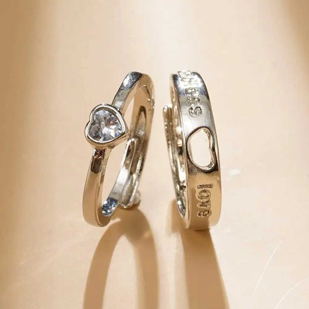 2Pcs/set Couple Rings Adjustable Wedding Jewelry For Women Men Romantic Promise Couple Rings Set Valentines Day JewelryX240921