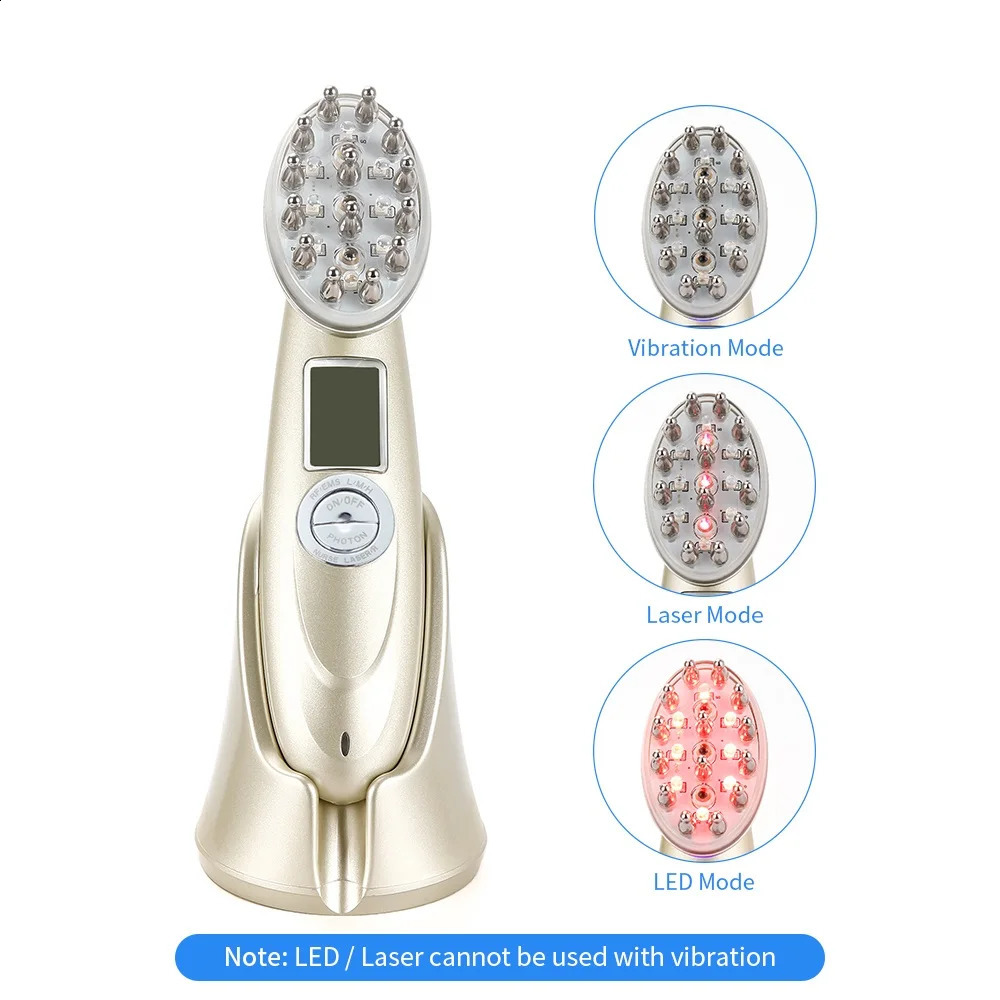 EMS electric massage comb LED hair growth comb hair massage scalp brush for anti hair loss and relaxation 240920