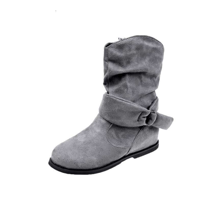 Botines Suede and Calf Fashion Fall Low Heel Foot Cover British Wind Platform Boot Large Size Women Shoe