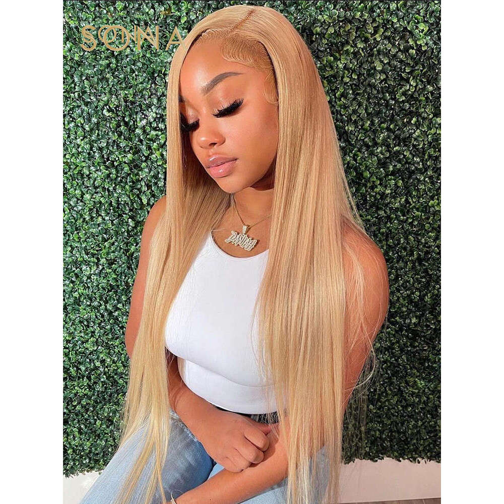 13x6 HD Transparent Frontal Wig Honey Blonde Colored Body Wave Lace Front Human Hair Wigs Color 27 Pre Plucked