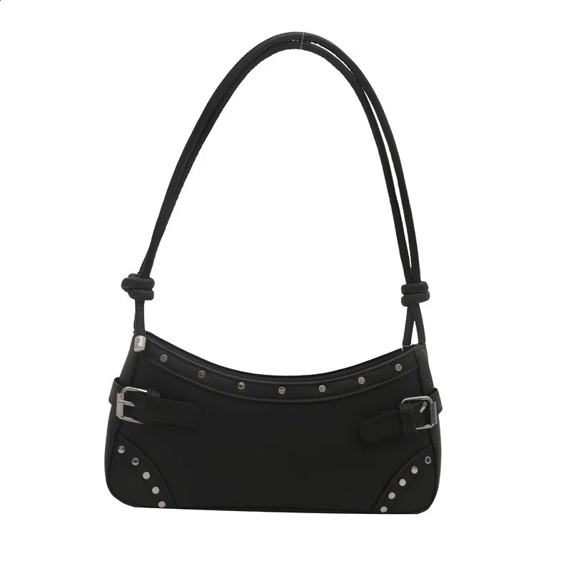 Fashion Rivet Womens Shoulder Bags Vintage Ladies Underarm Bag Soft Pu Leather Female Portable Handbags Small Clutch Purse 240909