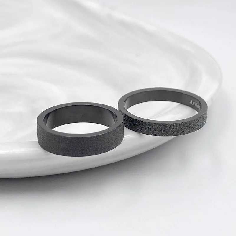 Simple 3mm 5mm Woman Mens Couple Black Titanium Ring Matte Finished Finger Ring Jewelry for Male Wedding Bands GiftX240921