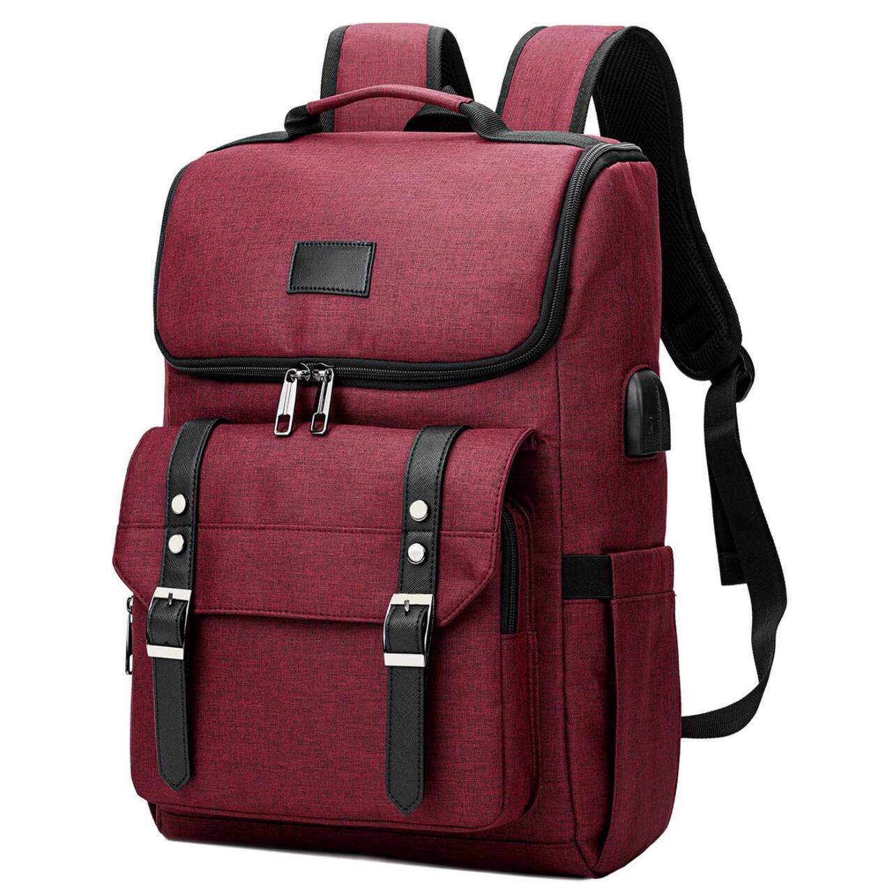 Vintage Travel with usb Charging Port for Women & Men College Backpack Fits 15.6 Inch Laptop Grey