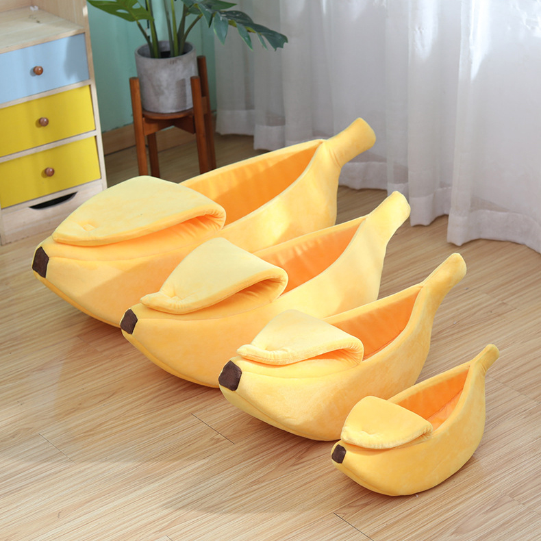 Winter pet banana shape warm cat nest dog nest semi-enclosed pet nest hamster nest pet Bedding pad