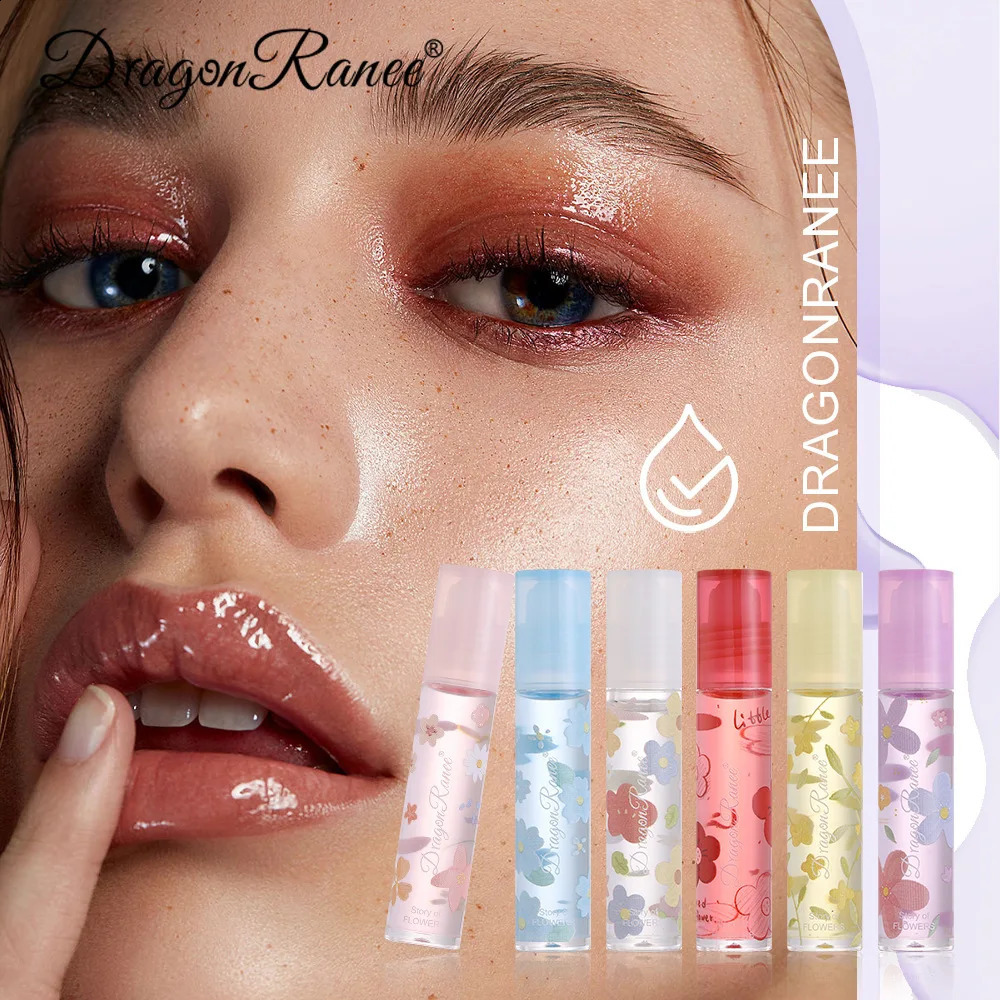 1PC Transparent Lip Gloss Clear Oil Glaze Air Sexy Cute Flower Balm NonSticky Liquid Moisturizing Plumping Tinted 240911