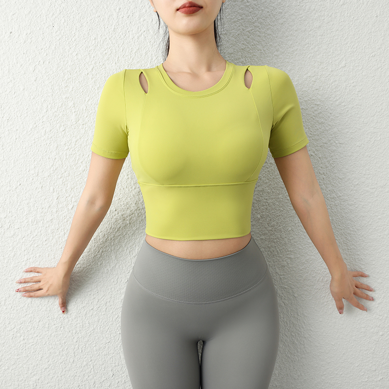Women's Clothes Short Sleeve Crop Top Sports Fiess Yoga Shirts Gym Running Shirt Summer Workout Sportswear
