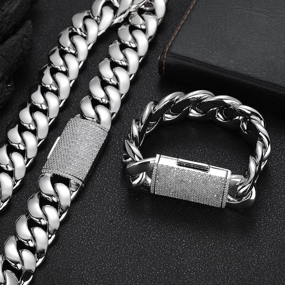 6mm-22mm Hip Hop Heavy Large Miami Cuban Link Chain Mens Necklace 18k Real Gold Plated 5A Zircon Clasp Mens Jewelry