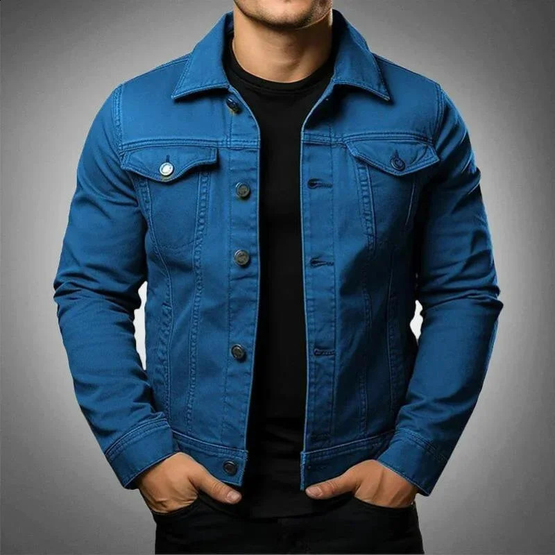Mens fashionable casual jacket washed denim top autumn loose large mens 240921