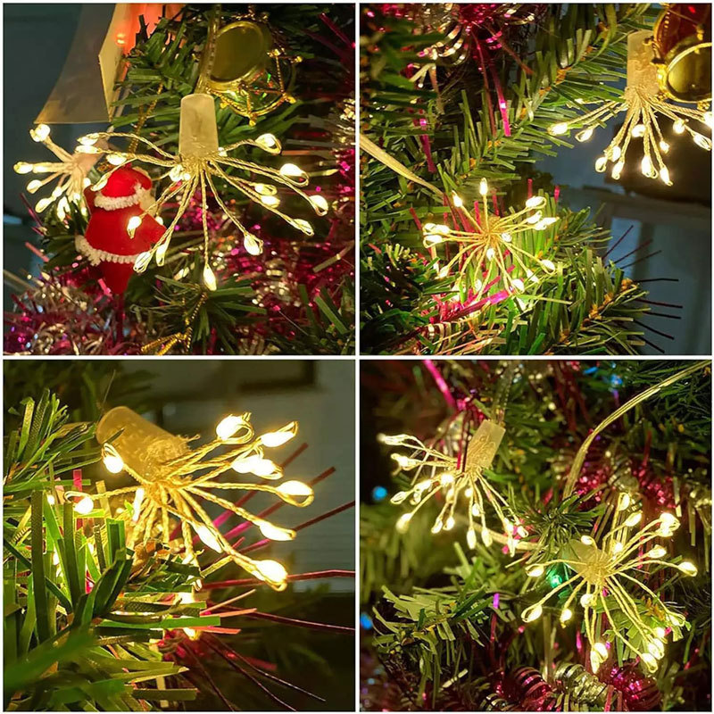 LED Copper Wire Lamp Explosion Star Lamp String Dandelion Fireworks Lamp Christmas Decorative Lamp 300 Lamp One to Ten Colored Lamp