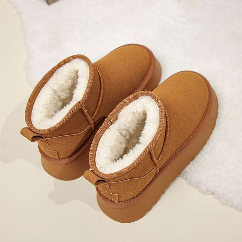 Ankle Flats Platform Snow Suede Plush Warm Casual 2023 Winter New Thick Goth Fashion Shoes Women Boots