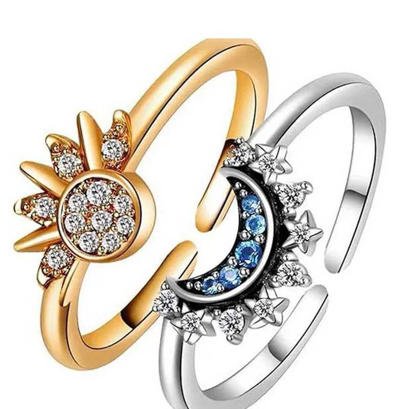 2 sets of cubic zirconia star moon rings couple rings jewelry engagement and proposal rings fashionable party ringsX240921