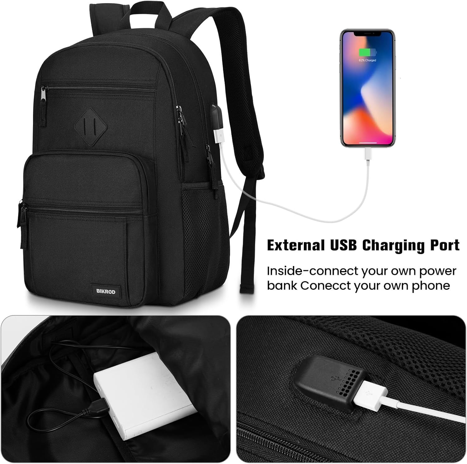 Men Women, for Teens Boys and Girls, Lightweight Casual High School Bobag, Daily-use Travel Laptop Backpack with USB Charging Port Fits 15.6 Inch