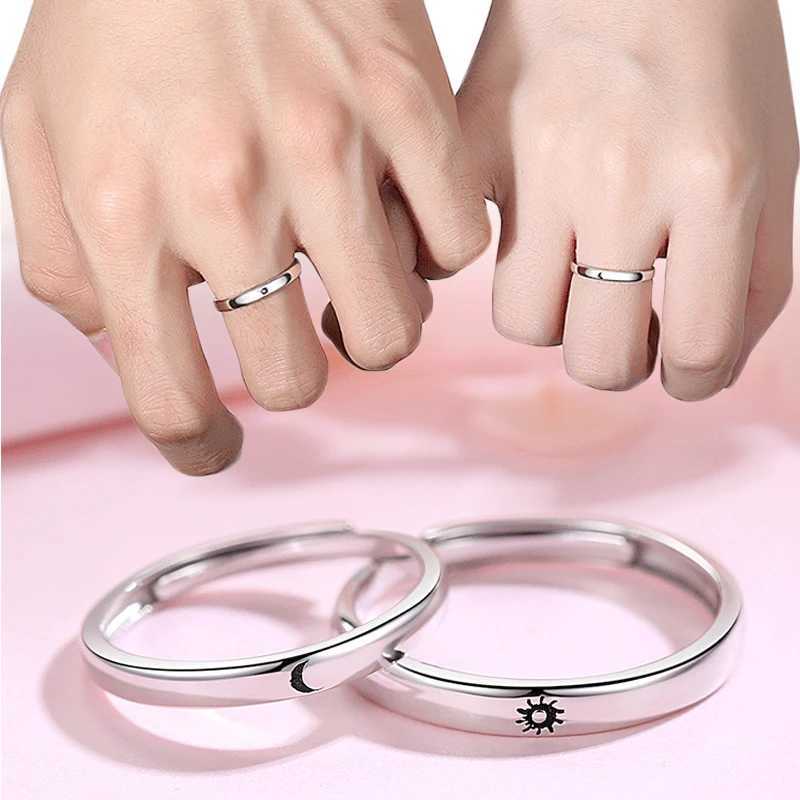 1Pair Couple Rings Cute Kitten Sliver Open Ring For Women Men Adjustable Finger Rings Romantic Lovers Anniversary Jewelry GiftX240921