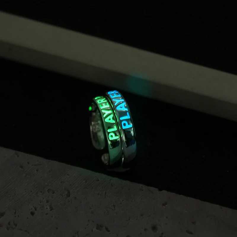 Luminous Ring for Couple Creative Glowing in the Dark Player 1 Player 2 Matching Gaming Ring for Women Men Valentines Day GiftX240921