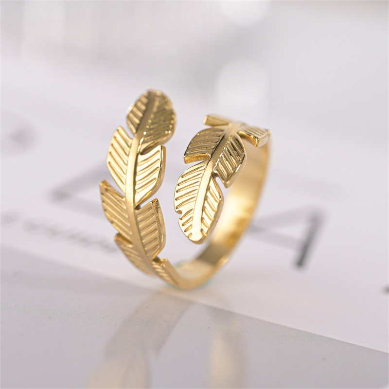 designer ring European and American Fashion Feather Ring Open Titanium Steel Ring Angel Wings Hip Hop Style Stainless Steel Ring Jewelry