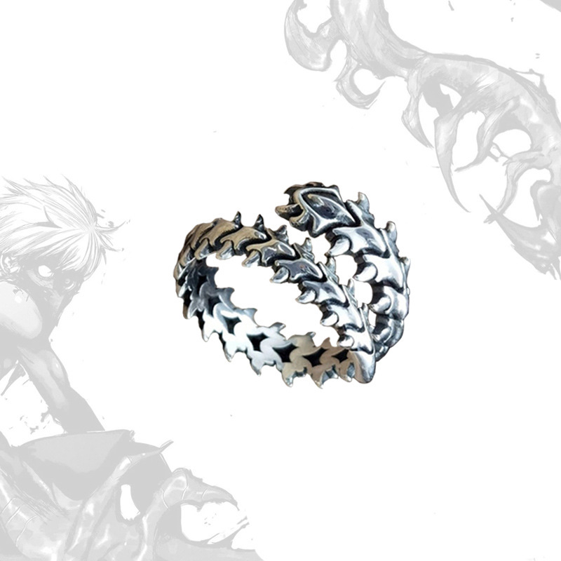 Cross-border new European and American alloy retro geometric backbone ring for men and women with adjustable opening