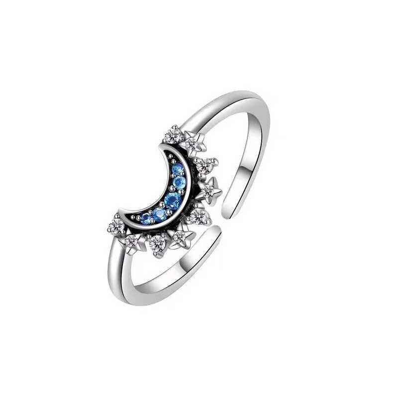 New Personalized Simple Inlaid Rhinestone Sun And Moon Couple Rings For Men And Women Gifts Jewelry Accessories WholesaleX240921