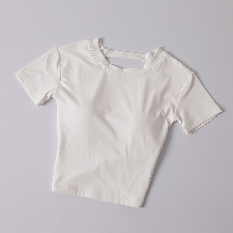 New Short Sleeve With Chest Pad Sexy Back Fiess Yoga Top Women Wear Waist Slimming Sports T-Shirt
