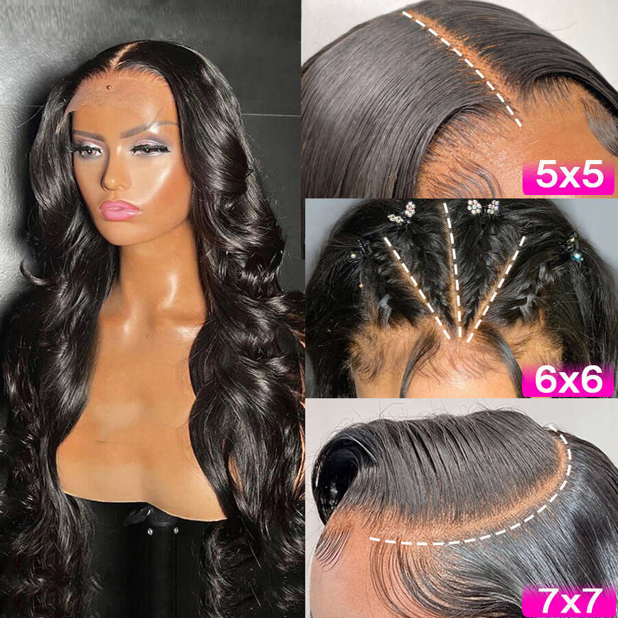 Wow Angel Glueless 250% Real Lace 7X7/6x6/5X5 HD Closure Wig Body Wave Pre Plucked Human Hair Wigs For Women