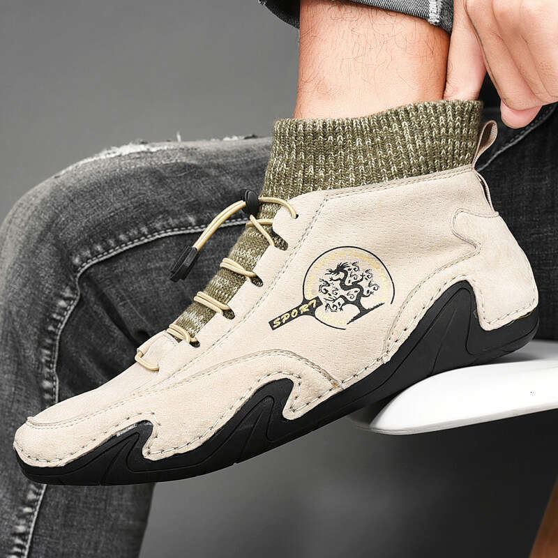 Fashion Leather Boots Autumn Winter Snow Casual Shoes Men Outdoor Light Ankle Antislip Warm atos
