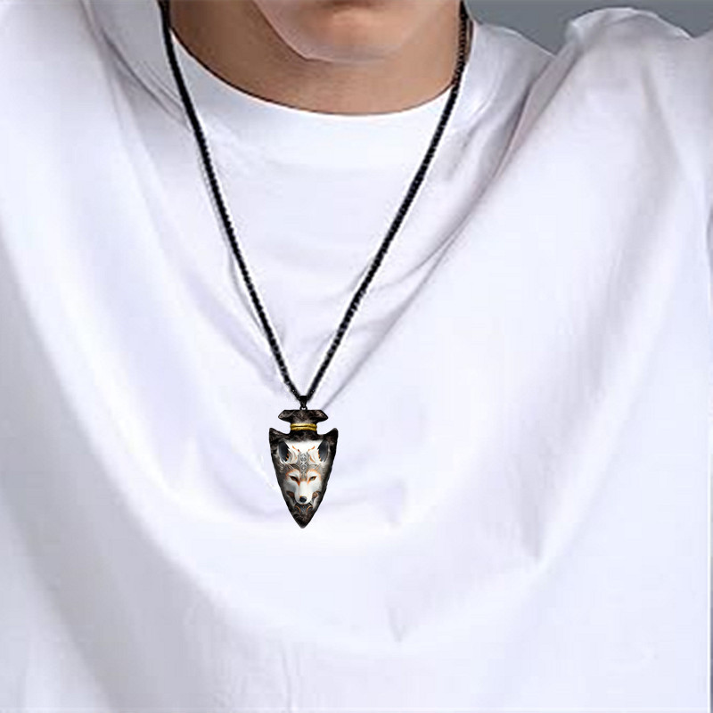 Creative White Wolf Wolf King Totem Pendant Viking Warrior Trendy Street Hip Hop Necklace Free shipping
