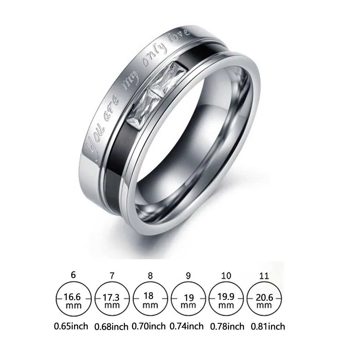 Fashion Couple Ring Charm Stainless Steel Couple Rings Zircon Men Women Wedding Rings Male Jewelry GiftsX240921