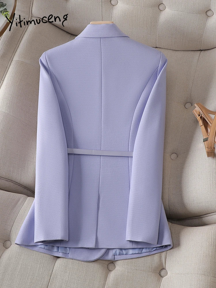 Yitimuceng Elegant Solid Blazer for Women Korean Fashion Long Sleeve Slim Jackets Office Ladies Casual Chic Y2k Coats 240918
