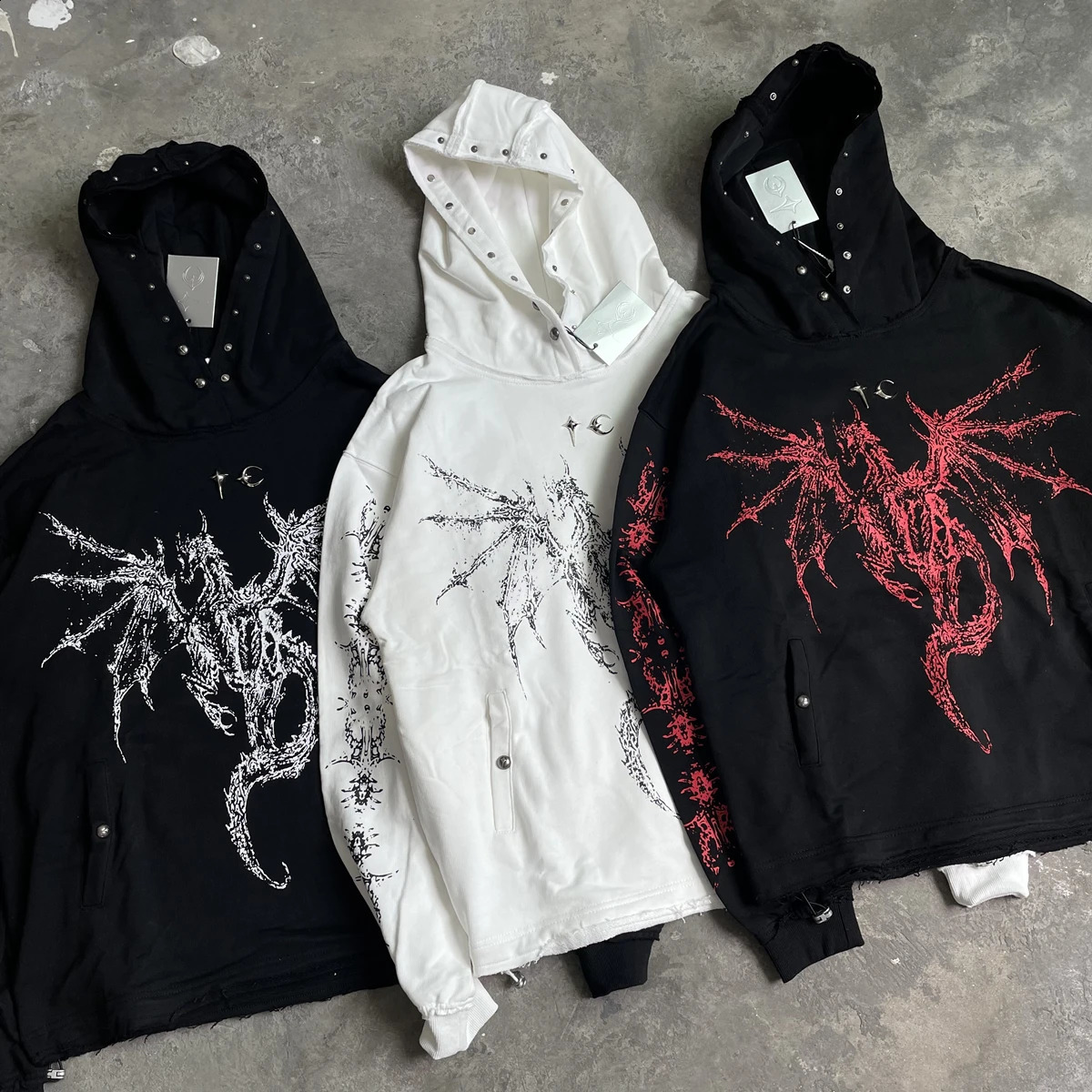 Yao888 THUG CLUB Fashion Pure Cotton Hooded Sweatshirt Oversize Vintage Casual Graphics Pullover Hoodies For Men 240920