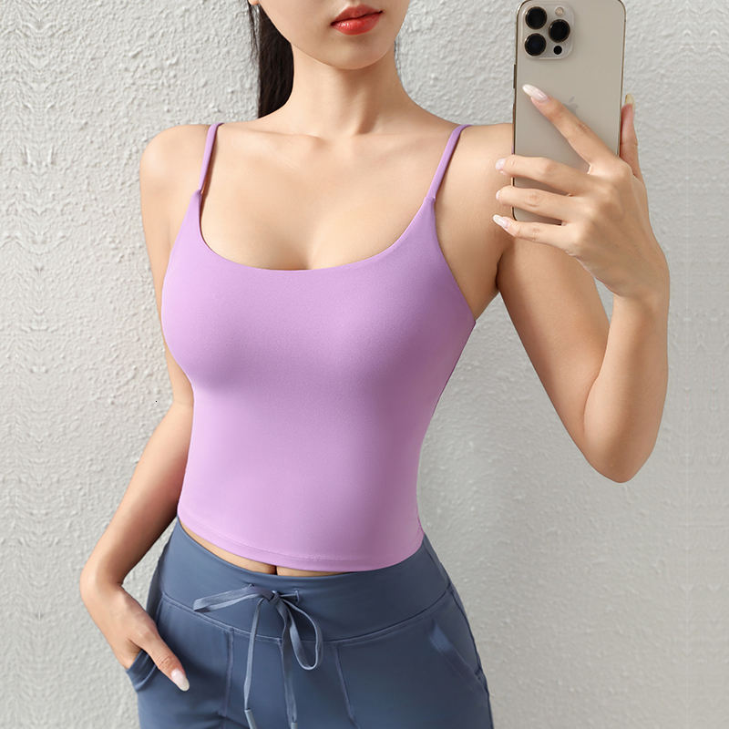 Strap Top Fixed Chest Pad Integrated Cover With Milk Antibacterial Fabric Deep U Beautiful Back Yoga Vest