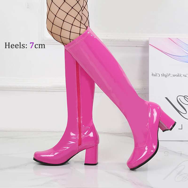 Costumes Knee-High Boots 60s 70s Go Boot Retro1960s Ladies Women's Fancy Dress G Party Dance Gothic Shoes Large Size 36-46