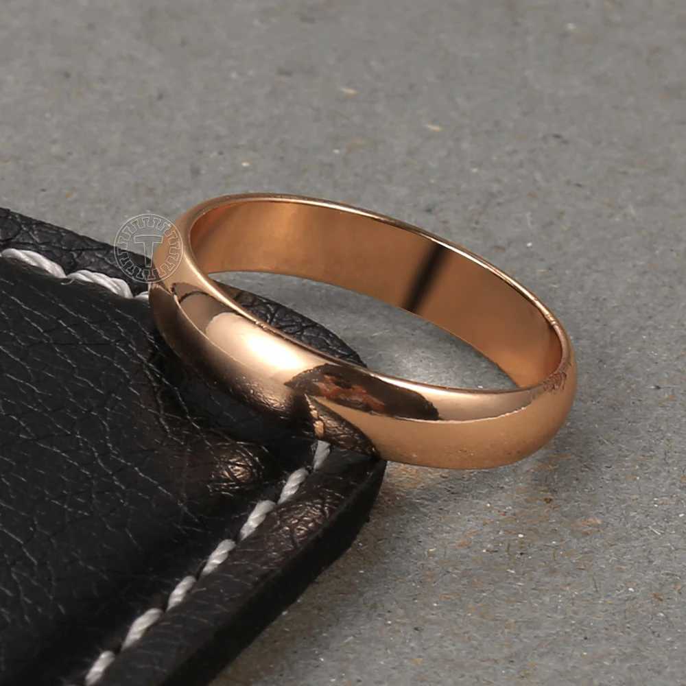 4MM Simple Smooth Rings For Women Men 585 Rose Gold Color Anti-allergy Couple Ring Wedding Fine Jewelry Anniversary Gift GR75X240921