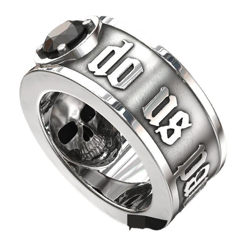 Zinc alloy mechanical skull ring for men European and American pop punk style Mosaic ring