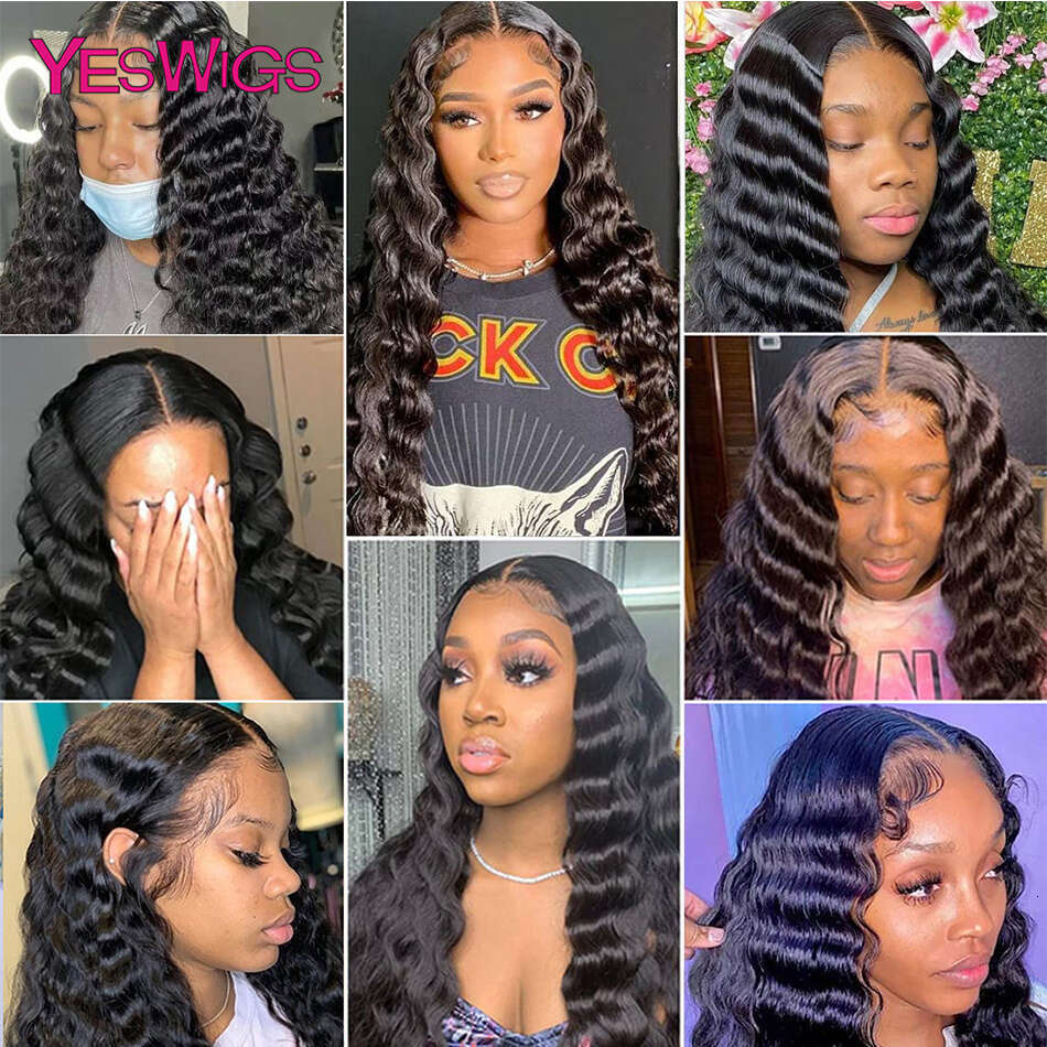 13x4 Deep Wave Front Curly Pre Plucked Transparent Lace Frontal Wig Human Hair Closure Wigs On Sale