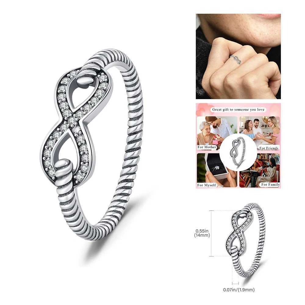 New 925 Silver Open Ring Heart Fishtail Ring Murano Infinity Symbol Ring Suitable for womens fashion jewelry commemorative giftX240921
