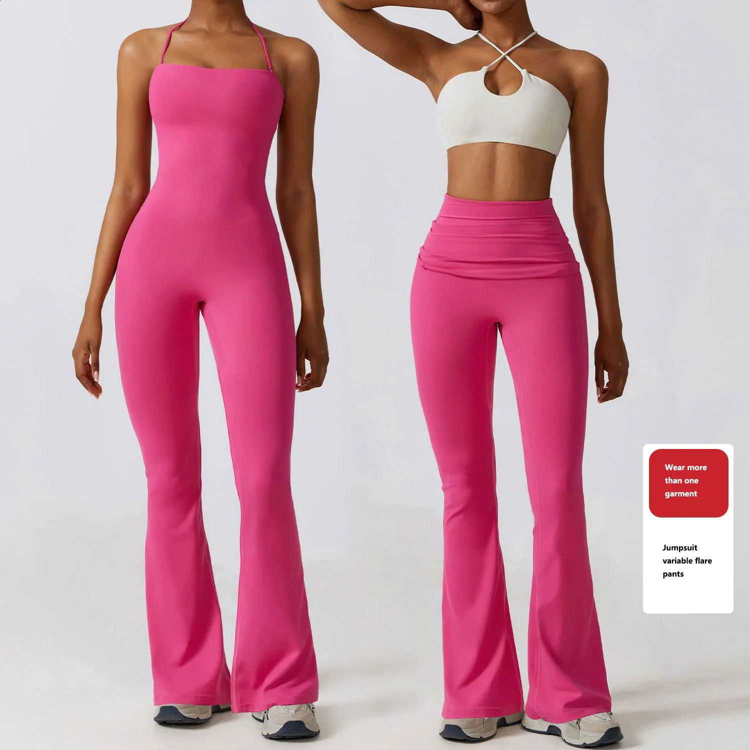 Yoga Set Jumpsuits Womens Tracksuit One Piece Workout Rompers Sportswear Gym Set Workout Clothes for Women Push Up Flared Pants 240914