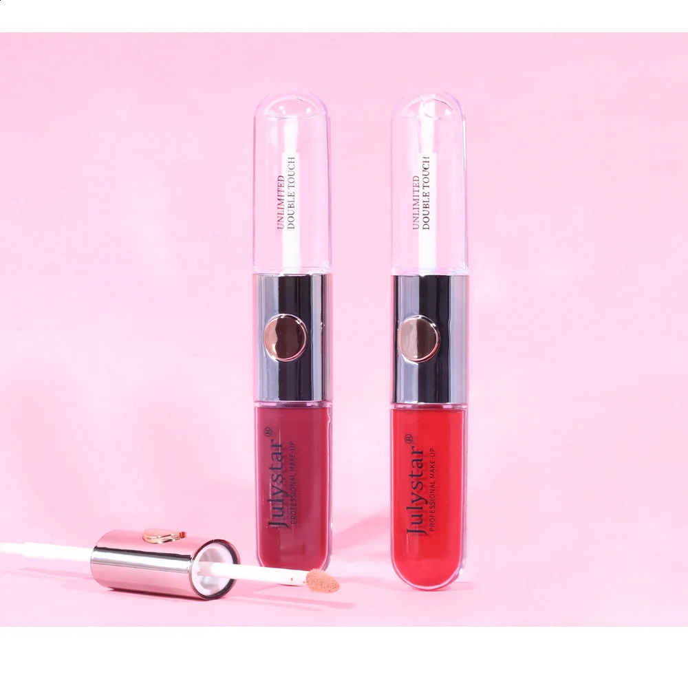Julystar Double Headed Lip Glaze Non fading Staying Cup Water Light Waterproof and Anti Sweat Gloss 240911