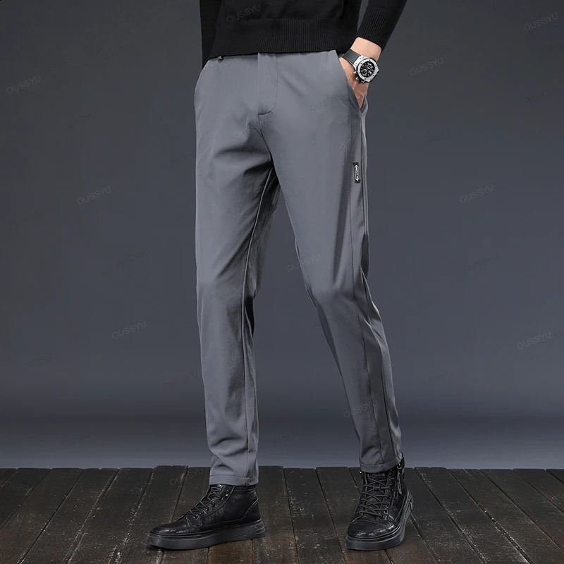 MINGYU Clothing Autumn Casual Pants Men Slim Work Elastic Waist Jogger Outdoor Thick Black Trousers Sweatpants Male 240910