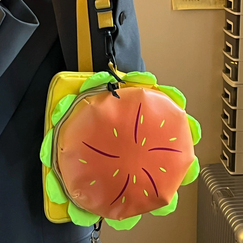 Hamburger cross bag cartoon cheese 3D burger cross bag for women cute and versatile shoulder bag