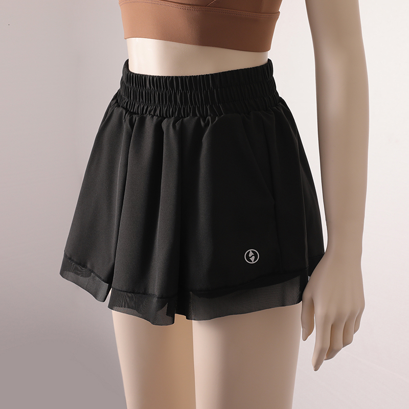 Women Tennis Skorts Sport Athletic Yoga Skirt Solid Color Anti Exposure Fiess High Waist Shorts Female Sportswear