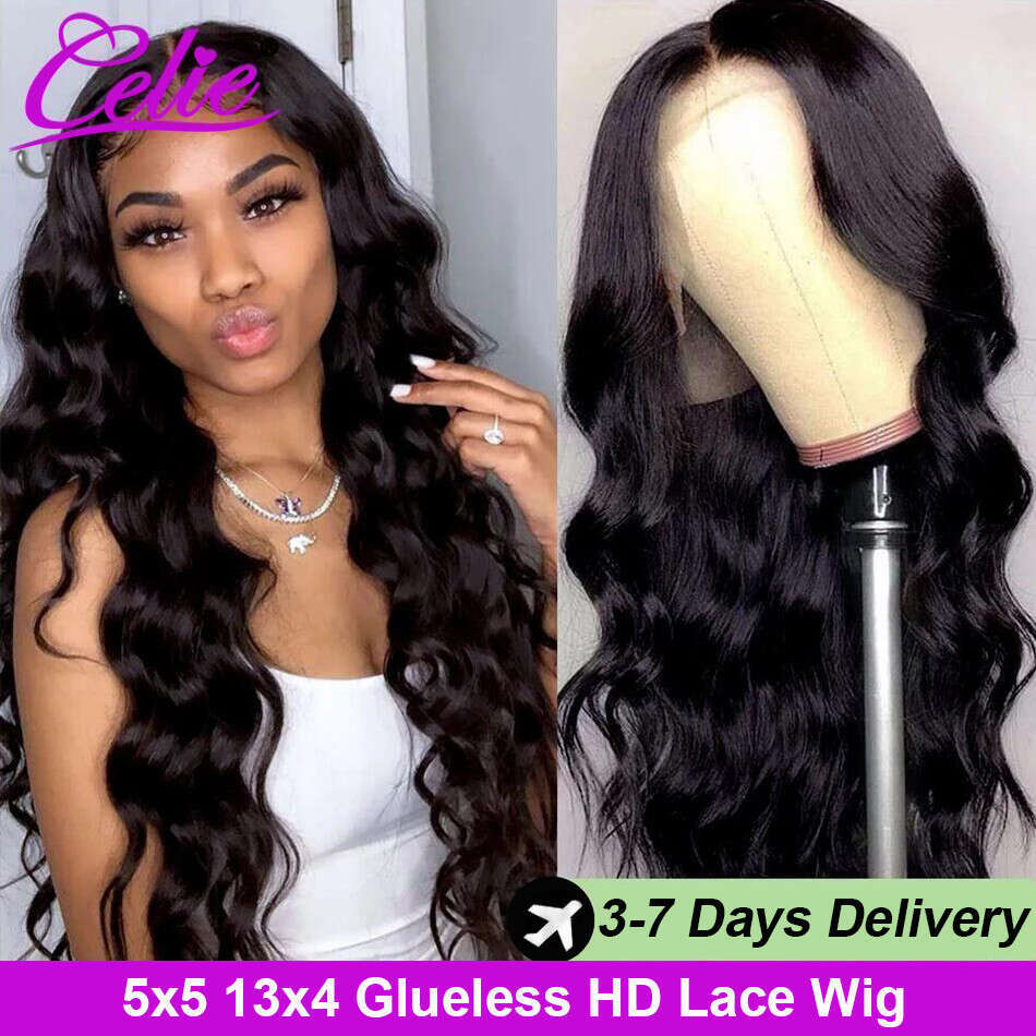 Celie 13x4 Front Wigs For Women Transparent HD Lace Frontal 5x5 Body Wave Ready To Go Wig Human Hair