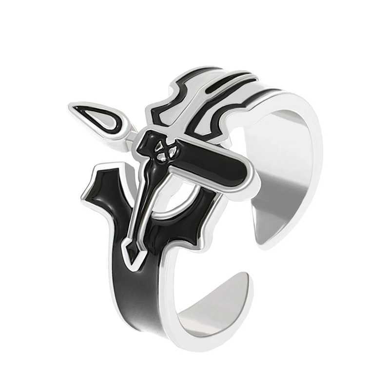 Sword Art Online Retro Kirito Asuna Cross Metal Ring Fashion Men and Women Couple RingsX240921