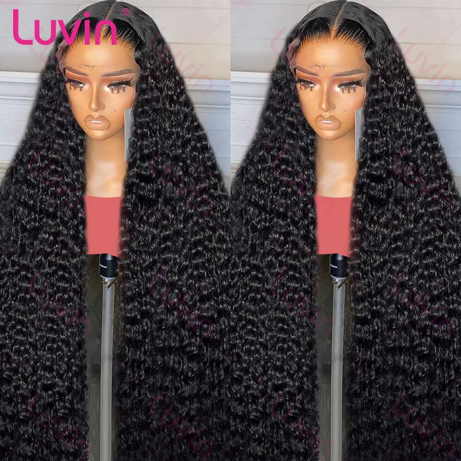 40 42inch Deep Wave Frontal 13x4 Hd Lace Front Wig Pre Plucked Brazilian Curly 100% Human Hair Wigs