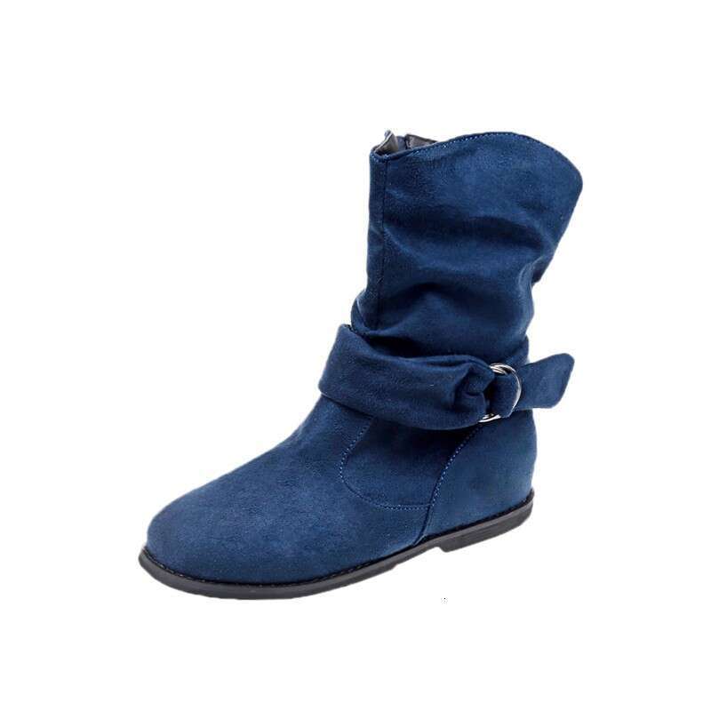 Botines Suede and Calf Fashion Fall Low Heel Foot Cover British Wind Platform Boot Large Size Women Shoe