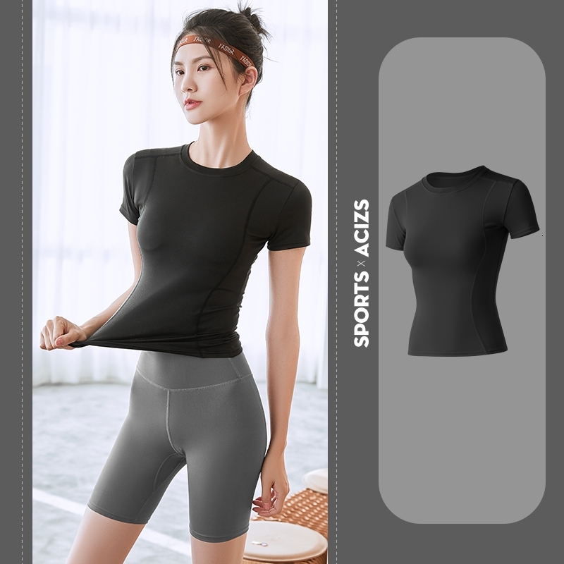 Summer Hot Sale Women Sports Gym Tight T-Shirts Breathable Crop Quick Drying Skin Friendly Yoga Tops