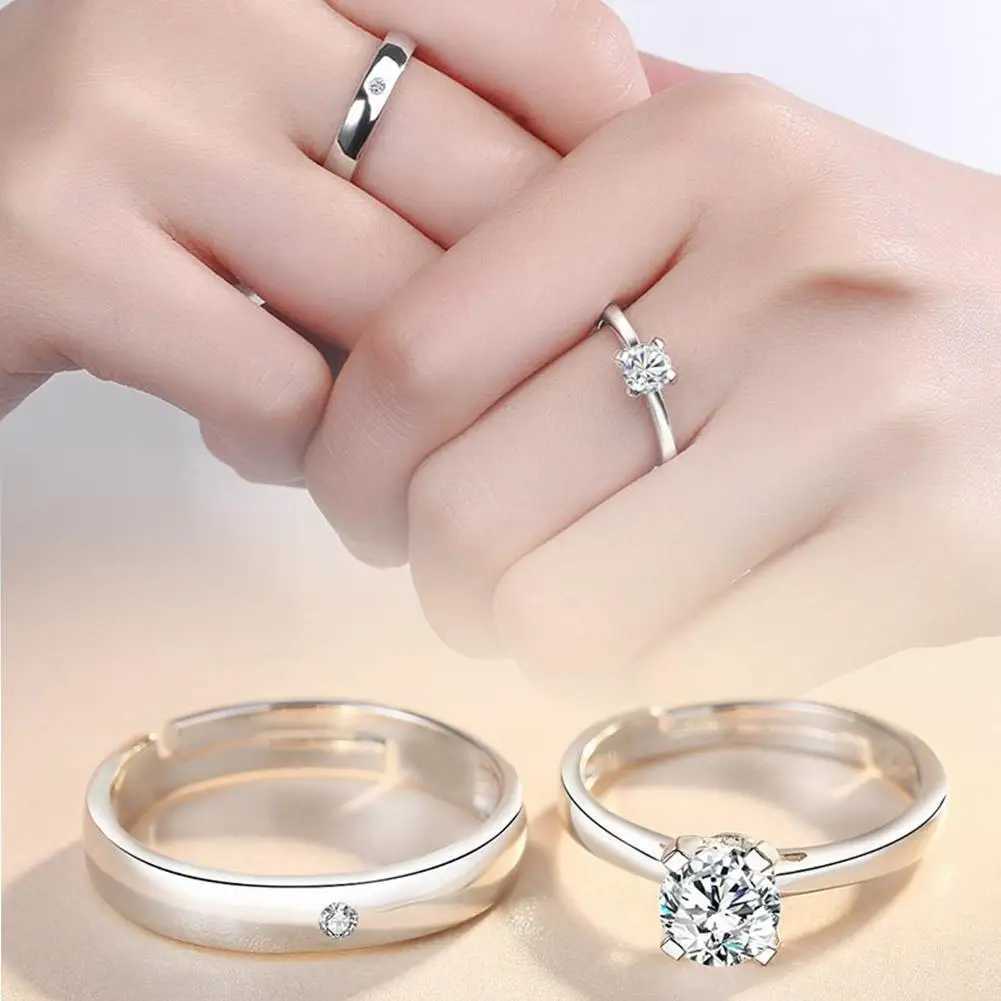 New Simple Couple Rings Silver Color Sun Moon Adjustable Open Ring For Women Men Wedding Fashion Jewelry GiftsX240921