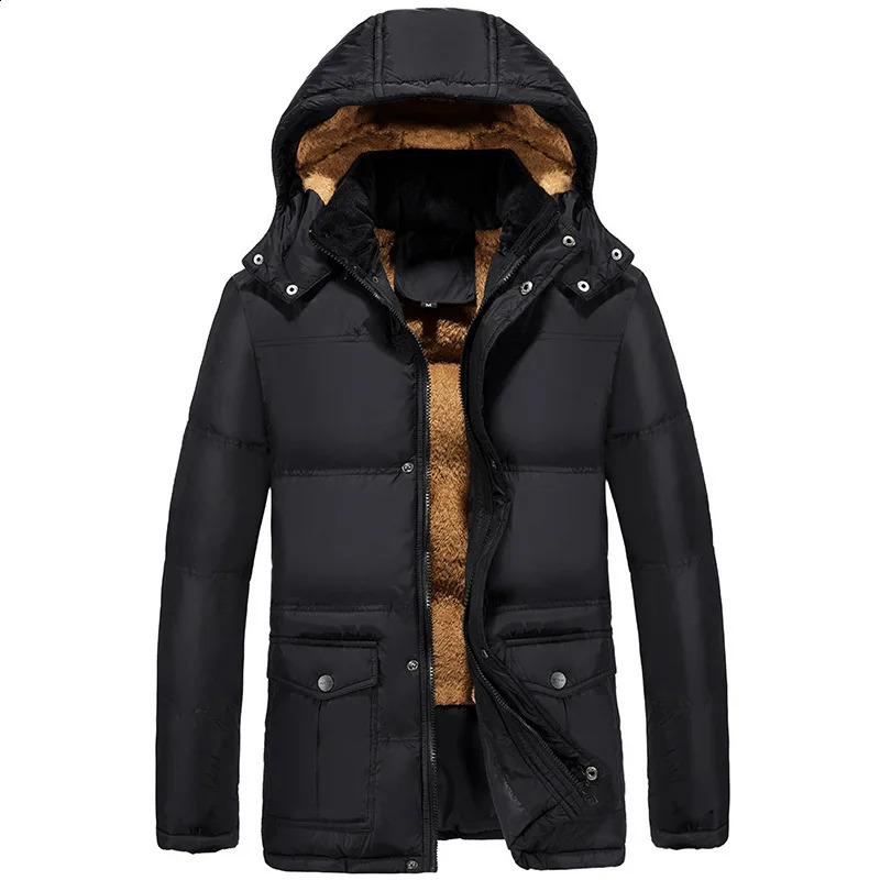 Winter Thick Men Outdoor Parka Coat Plus Size Fur Linner Warm Jacket Male Big Pockets Snow Windbreak Outwear Sport Parkas 240911