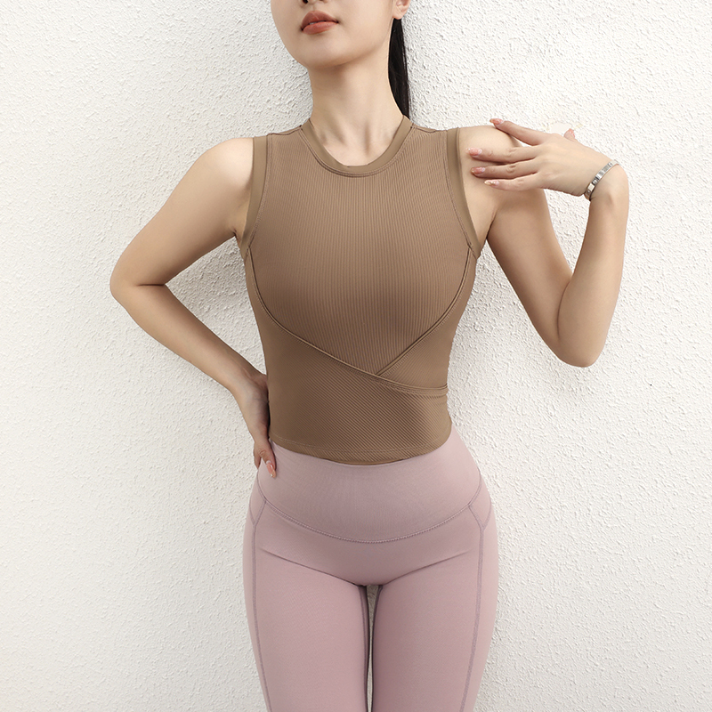 2024 New Style Sports Underwear Women's Shockproof Gathering Fiess Running Breathable Quick Dry Sleeveless Long Vest