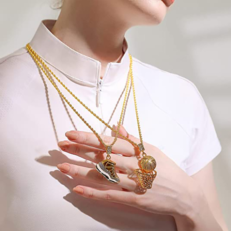 New Basketball Necklace Hip Hop Cuban Men's Accessories Vintage Necklace Free shipping