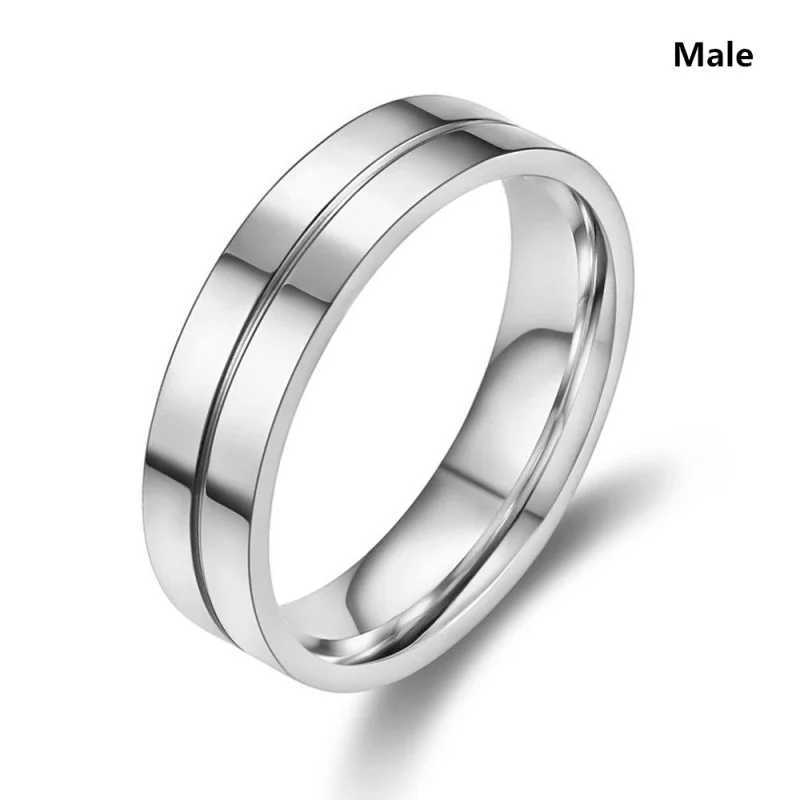 Fashion Silver Color Stainless Steel Couple Rings for Lovers Engagement Wedding Band Cute Women Zircon Rings Classical Men RingX240921