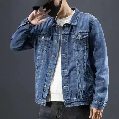 Fashionable mens denim jacket Korean style ultrathin suitable for student clothing fashionable spring and autumn casual other materials 240921